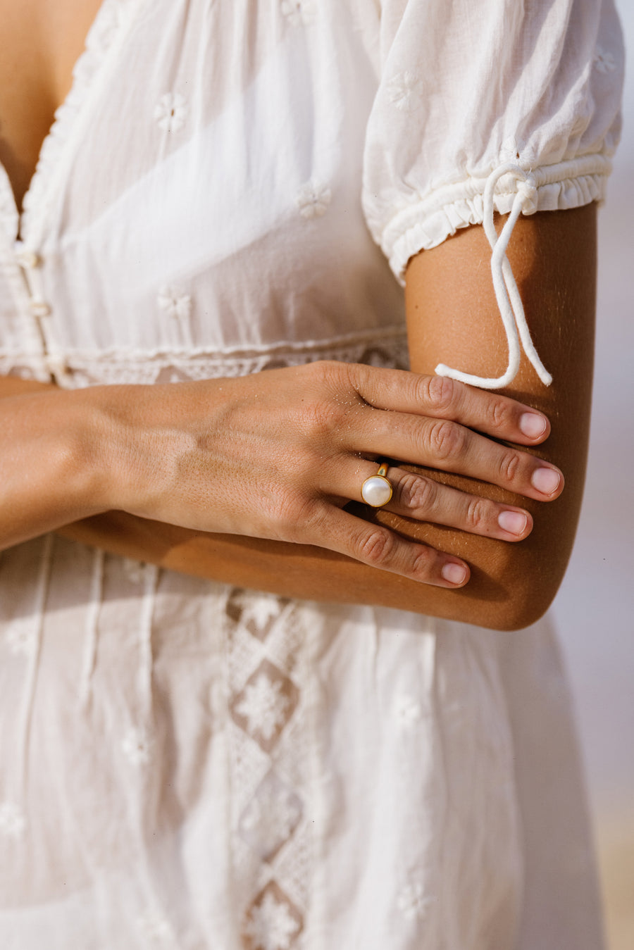 Moon Drop Pearl Ring