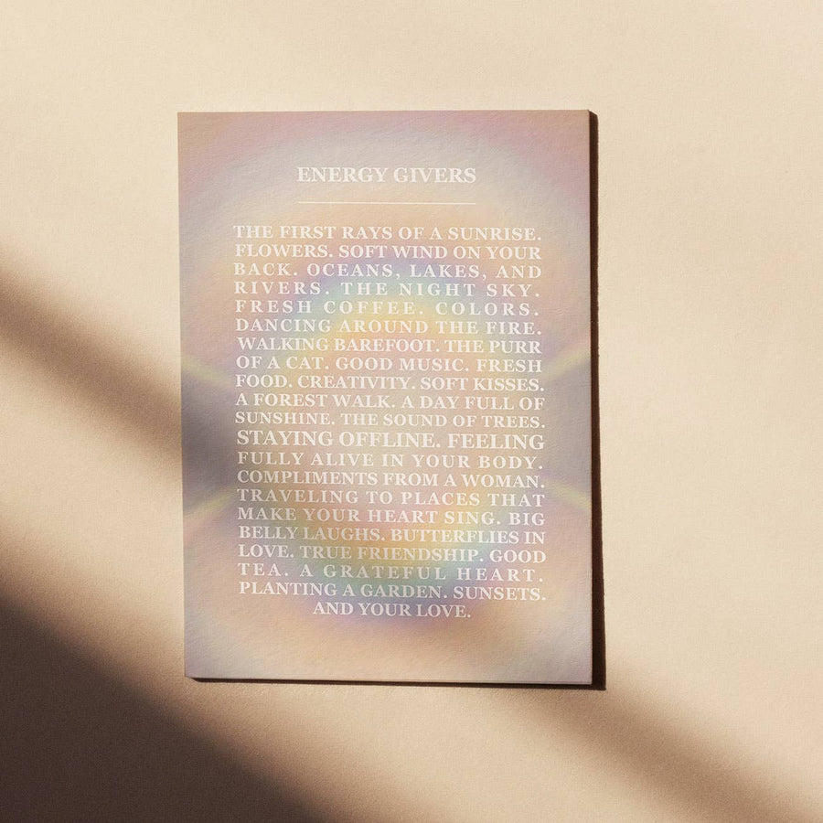 ENERGY GIVERS - CARD - RAINBOW - SUNSHINE - POSTCARD