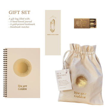 GIFT SET - YOU ARE GOLDEN - GIFT BAG, JOURNAL,BOOKMARK - SUN