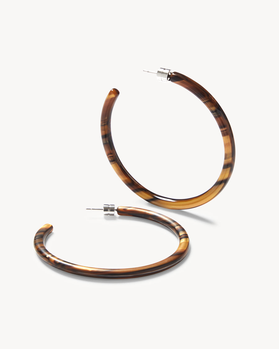 Large Hoops in Tiger's Eye