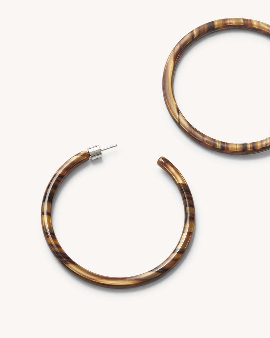 Large Hoops in Tiger's Eye