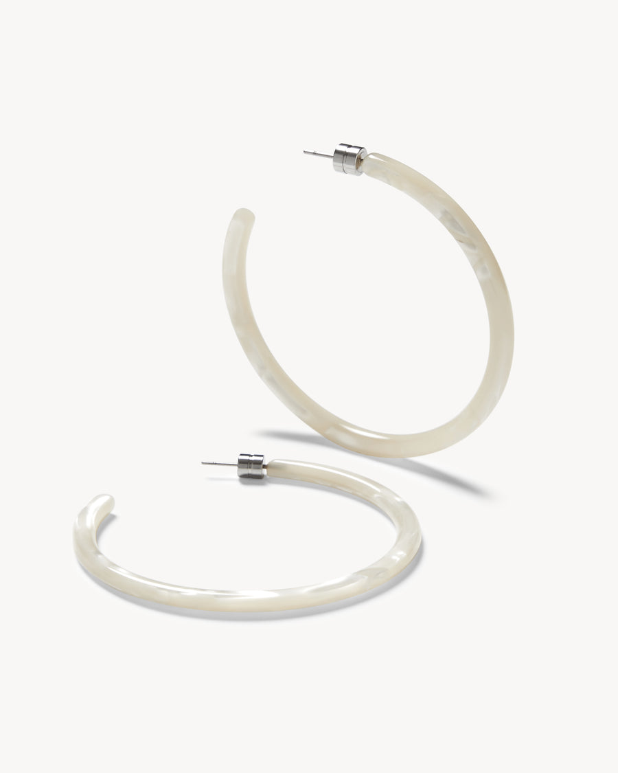 Large Hoops in White Shell