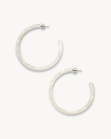 Large Square Hoops in White Shell