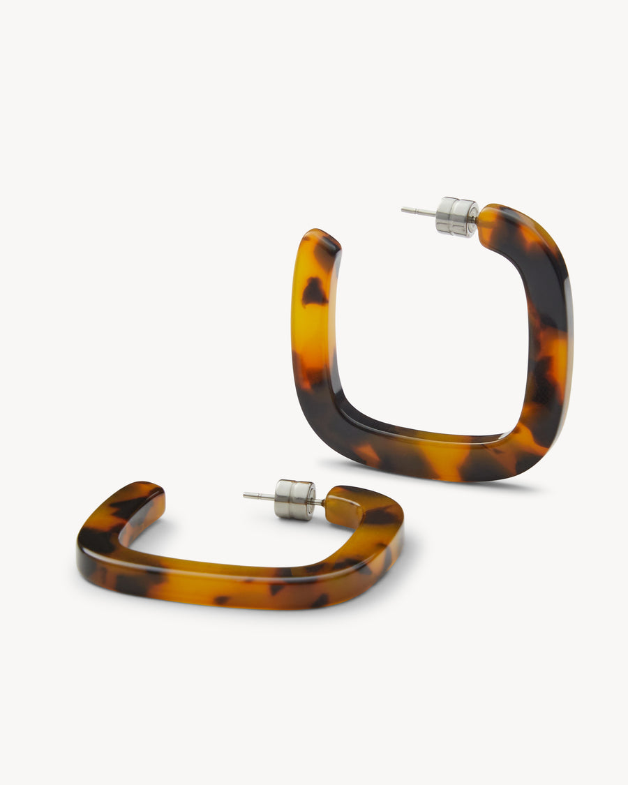 Midi Square Hoops in Classic Tortoise