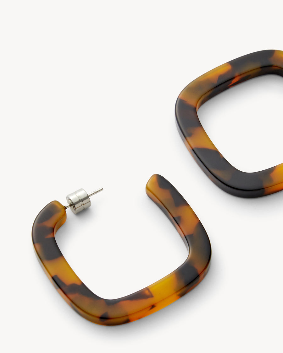 Midi Square Hoops in Classic Tortoise