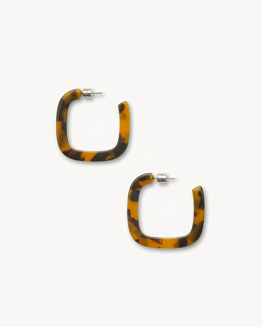 Midi Square Hoops in Classic Tortoise