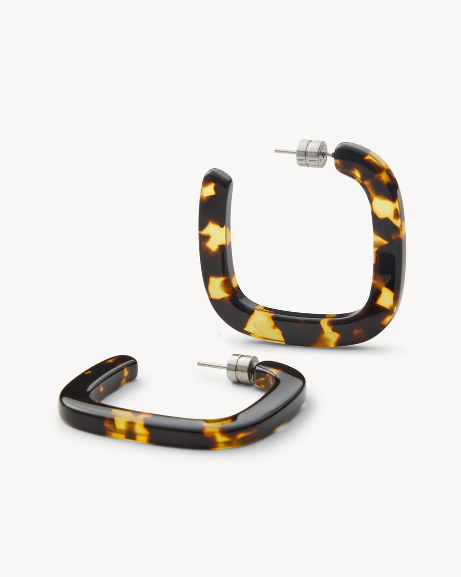 Midi Square Hoops in Dark Turtoise