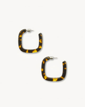 Midi Square Hoops in Dark Turtoise