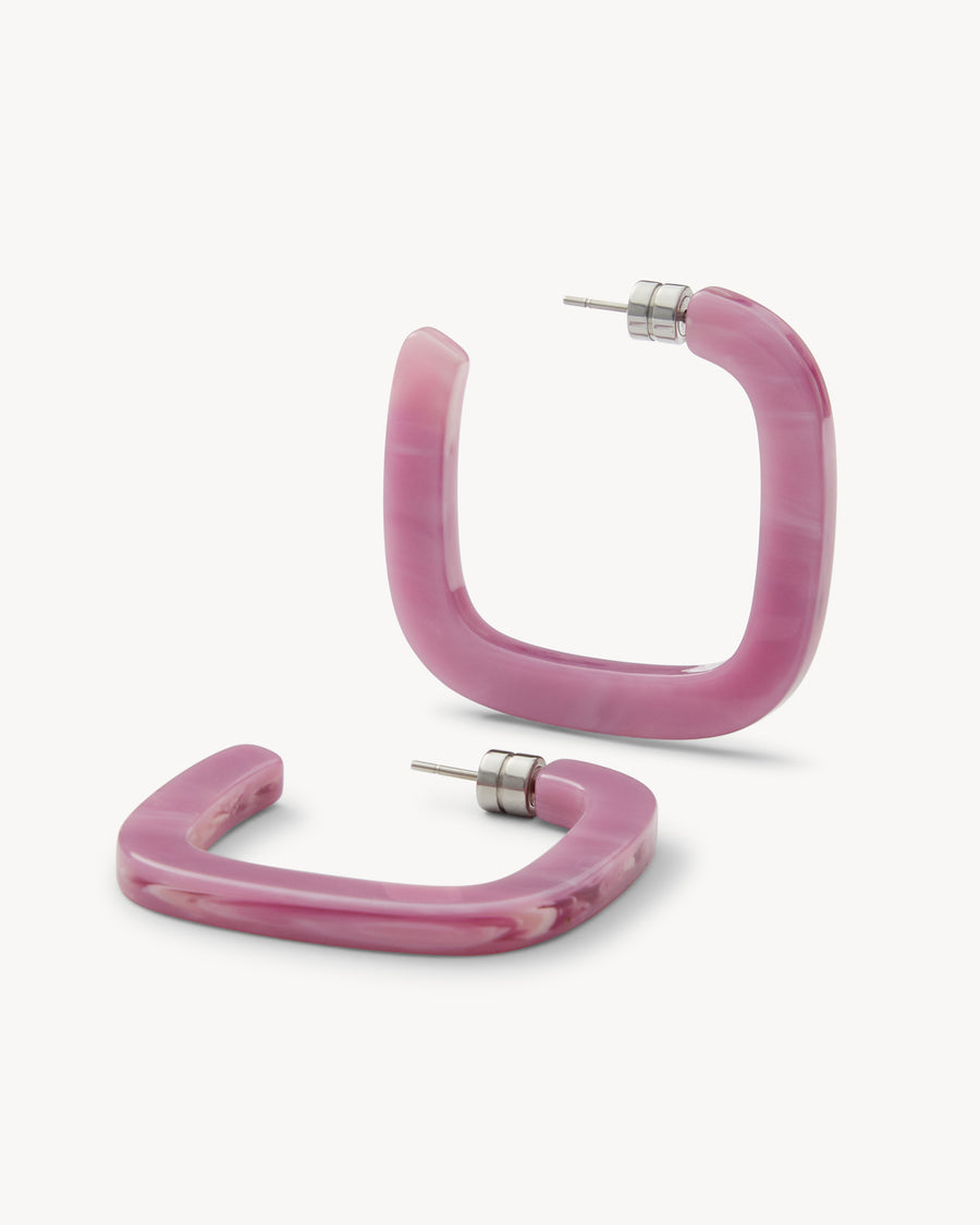 Midi Square Hoops in Orchid