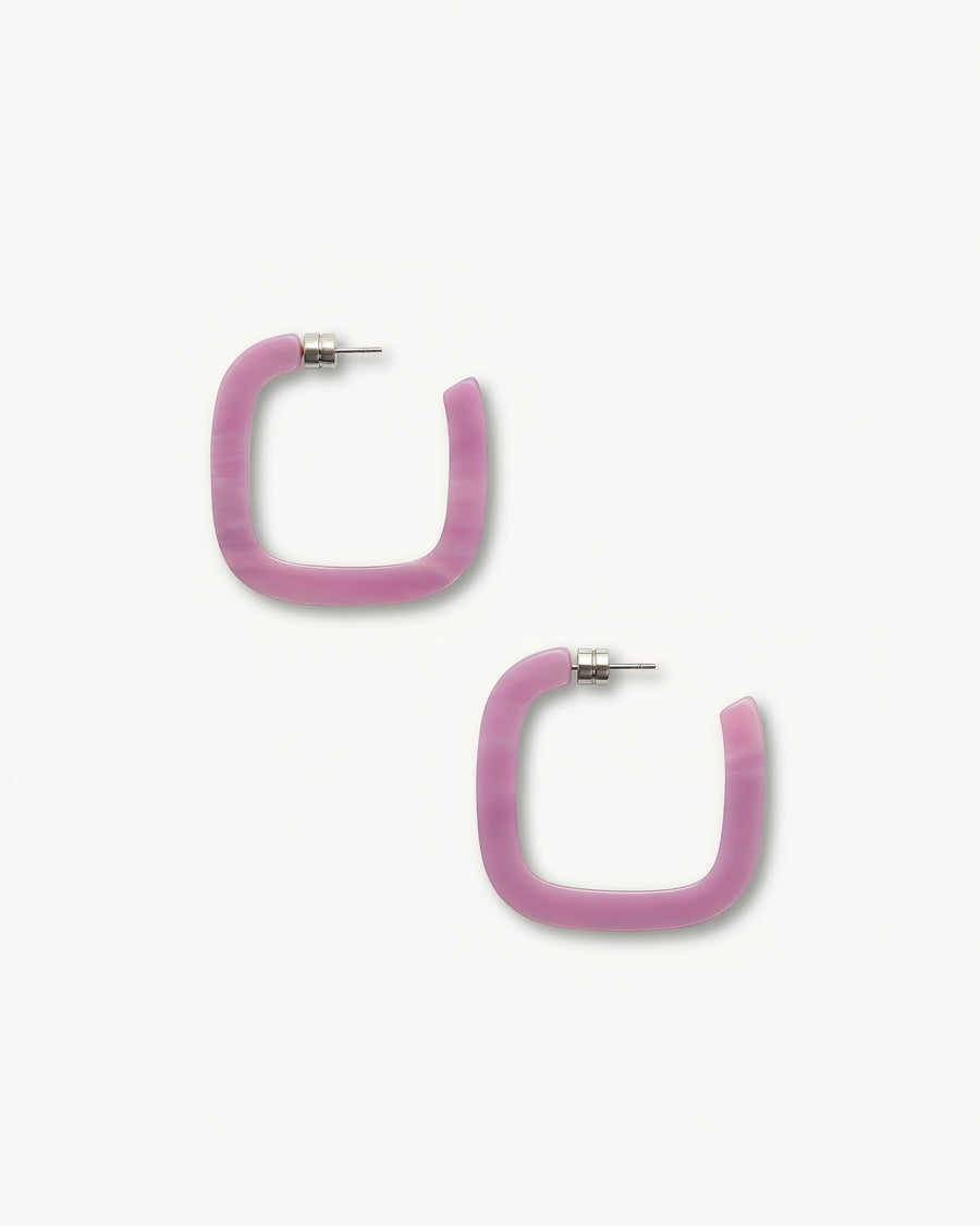 Midi Square Hoops in Orchid