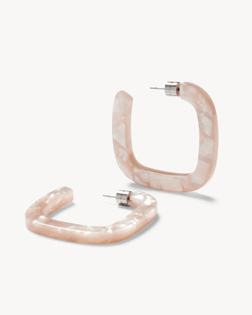 Midi Square Hoops in Peach Shell