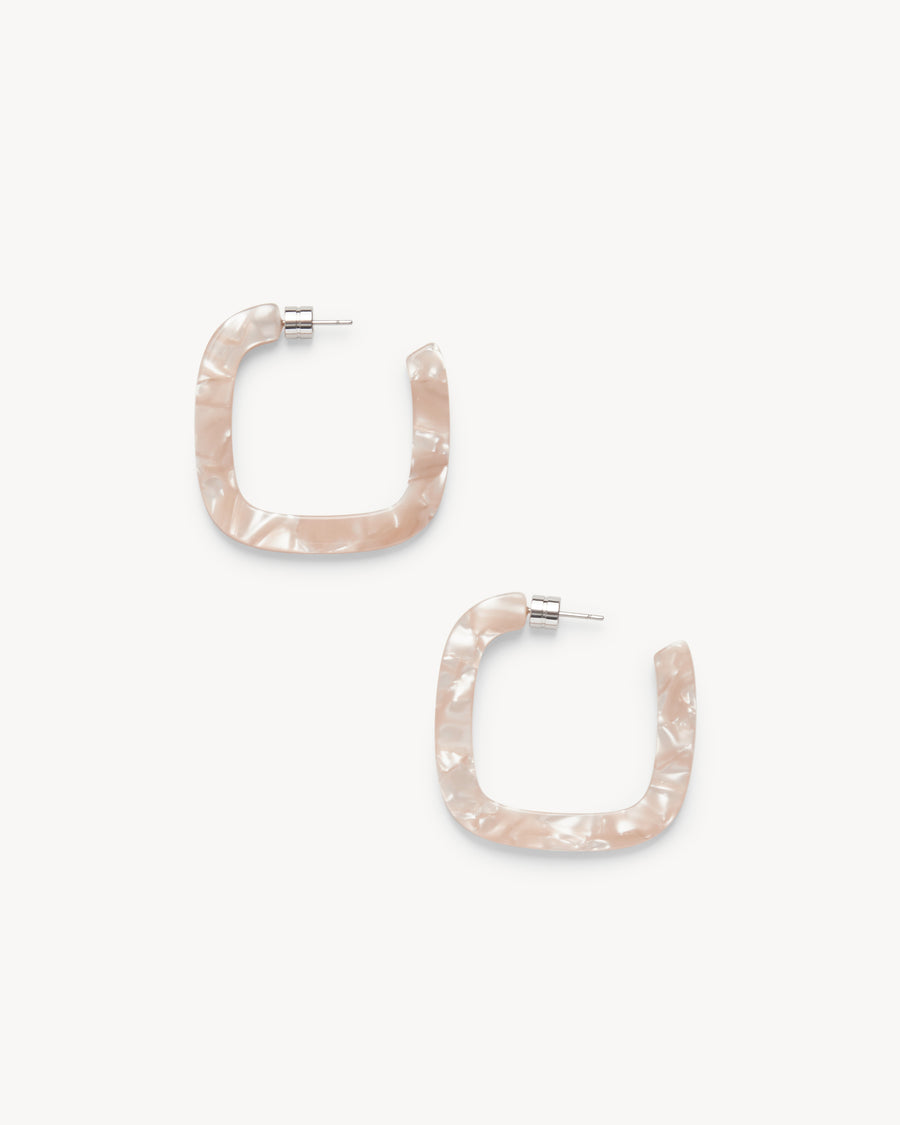 Midi Square Hoops in Peach Shell