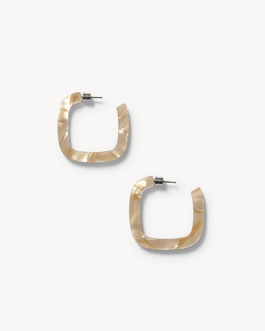 Midi Square Hoops in Sand Shell