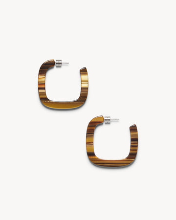 Midi Square Hoops in Tiger's Eye