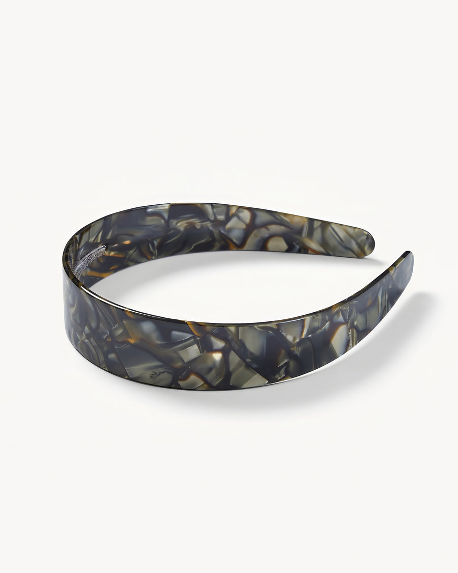 Wide Headband in Midnight Horn