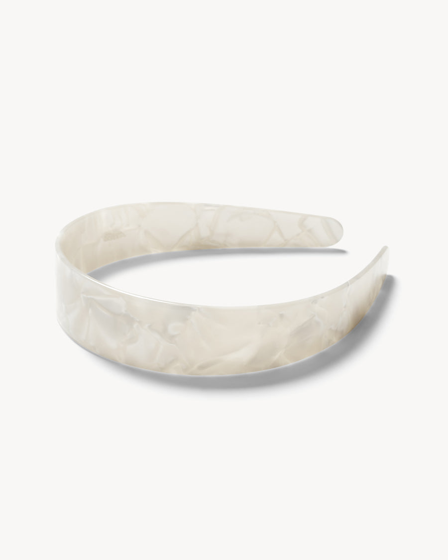 Wide Headband in White Shell