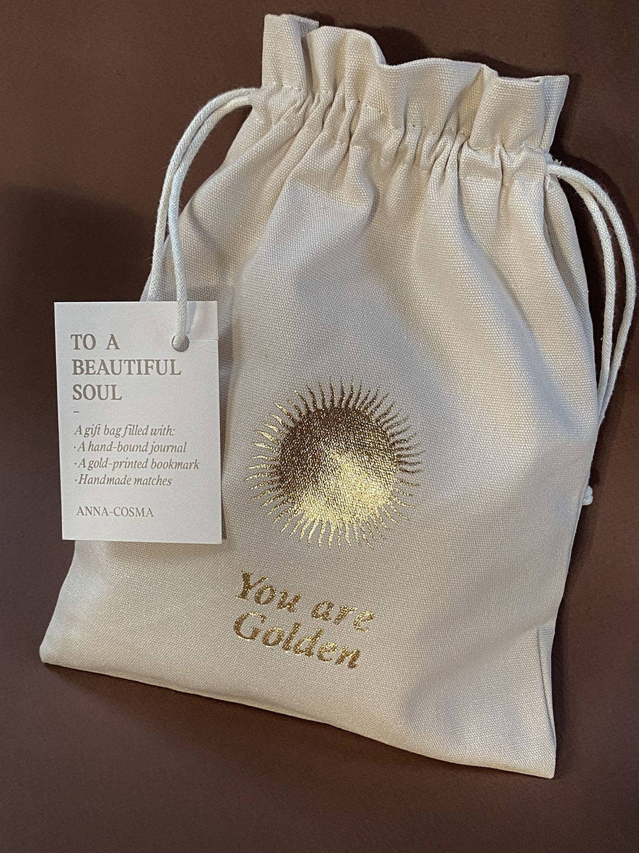 GIFT SET - YOU ARE GOLDEN - GIFT BAG, JOURNAL,BOOKMARK - SUN